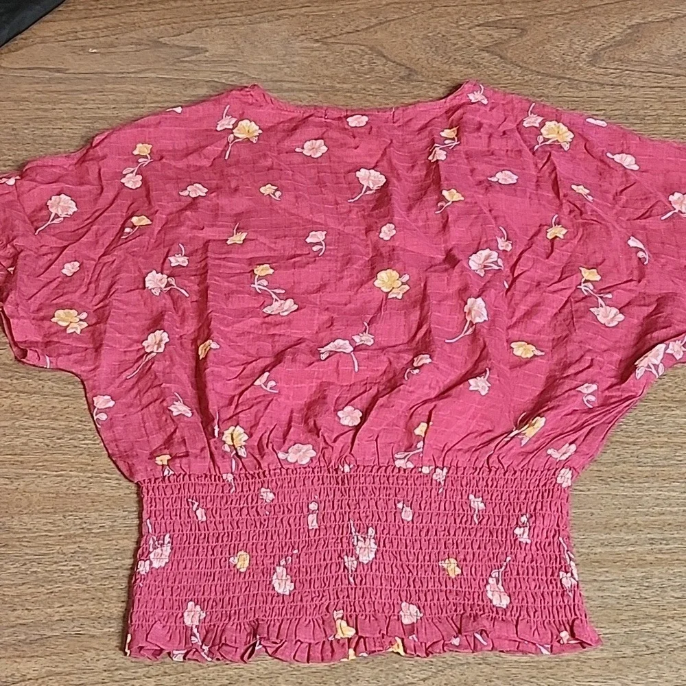 Planet Gold Floral Boho Cottagecore Top, Red, Women's Size Small - Picture 6 of 7